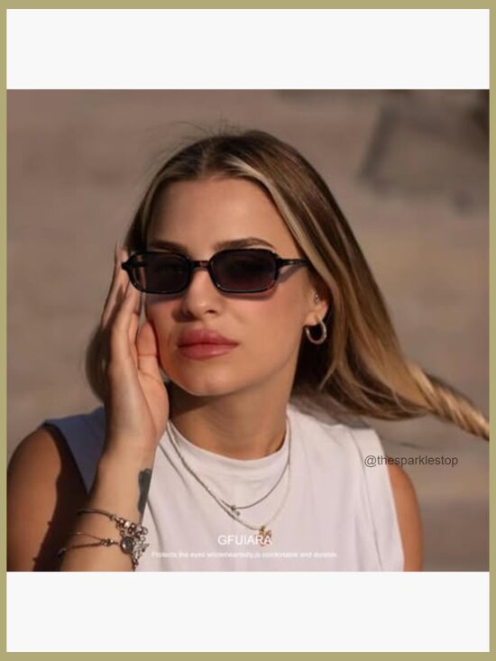 Rectangle Retro Sunglasses Women Men Small Square Frame 90s Style Sunnies UV400 main image 4